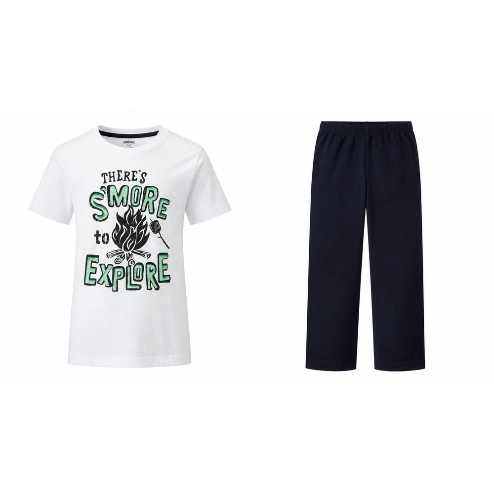 Gymboree Boys 4T Smore to Explore Graphic Tee Lined Pants Outfit Set Navy Blue